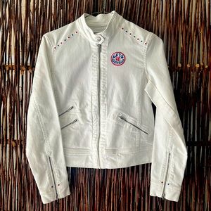 Custom Buffalo Bills white jean jacket.